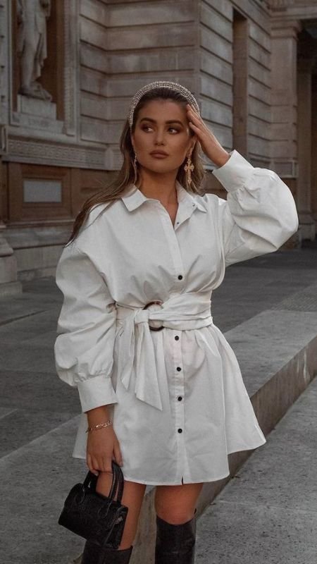 White Button Up Dress 