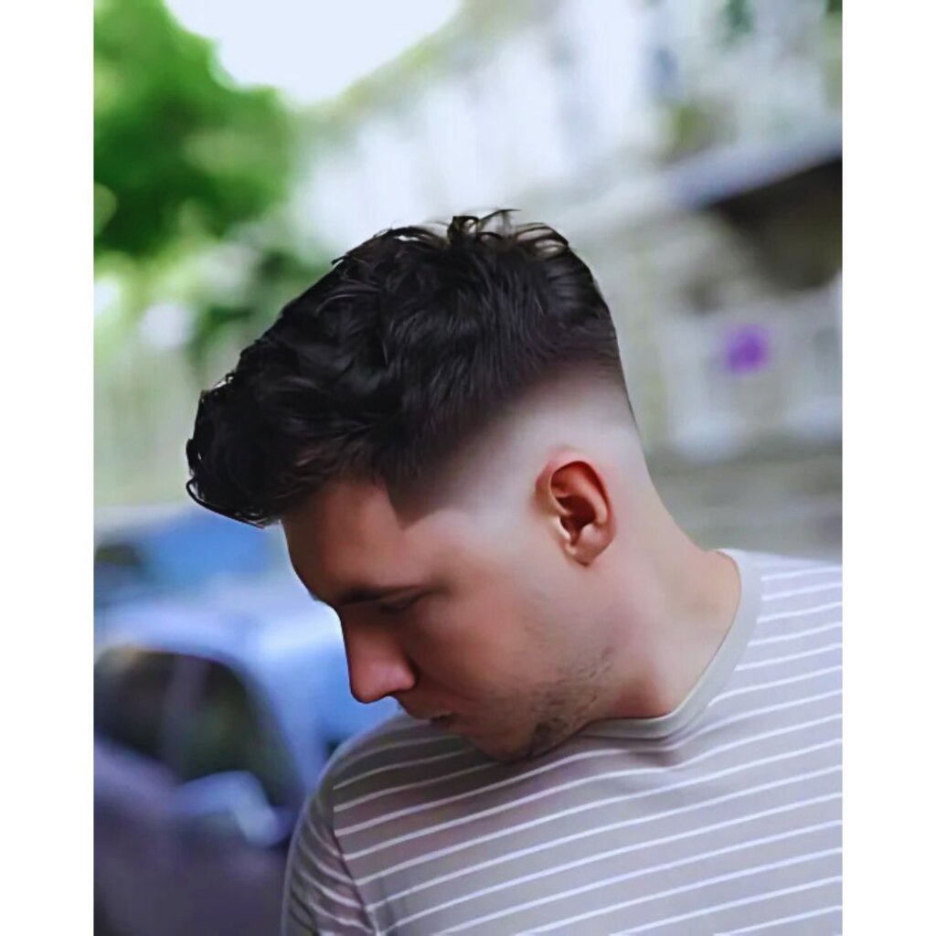 High Taper fade for Thick Wavy Hair